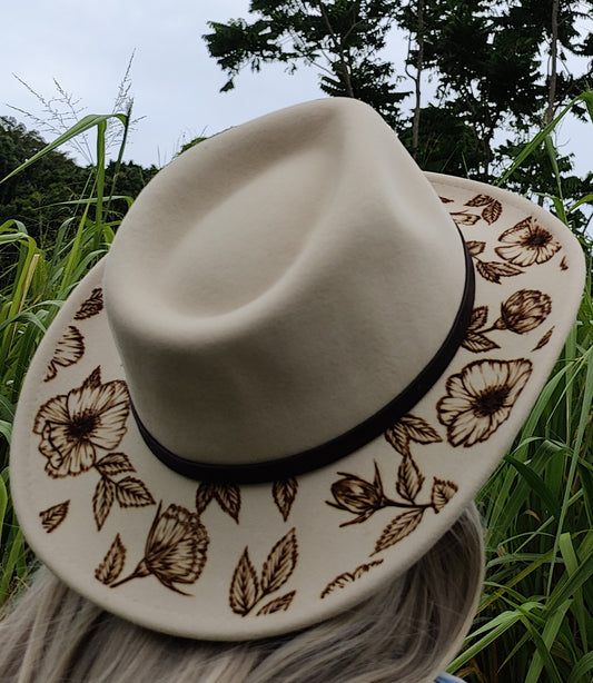 "Untamed" - Hand-burned 100% Australian Wool Hat